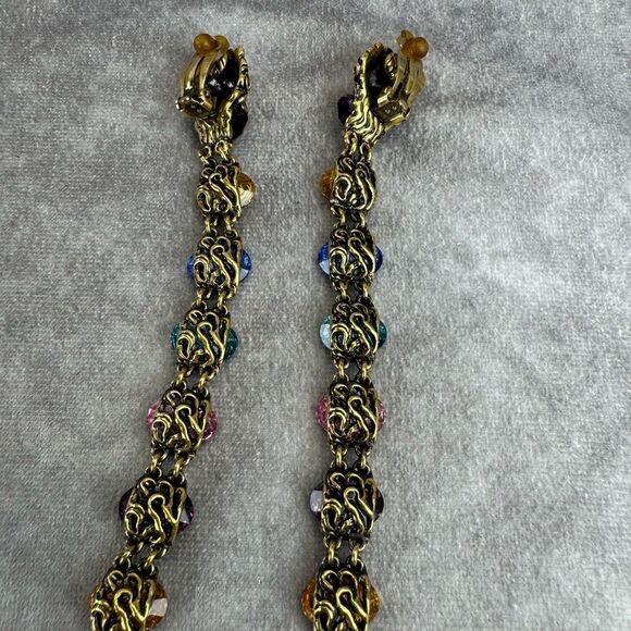 Gucci Rare Gold Tone Swarovski Crystal Lionhead Clip on Earrings - Picture 6 of 11